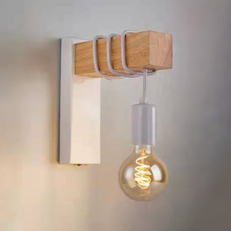 Simple Shape Wall Light Sconces Wood 1 Light Wall Lighting Fixtures for Bedroom