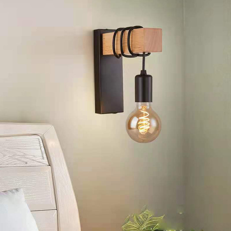 Simple Shape Wall Light Sconces Wood 1 Light Wall Lighting Fixtures for Bedroom
