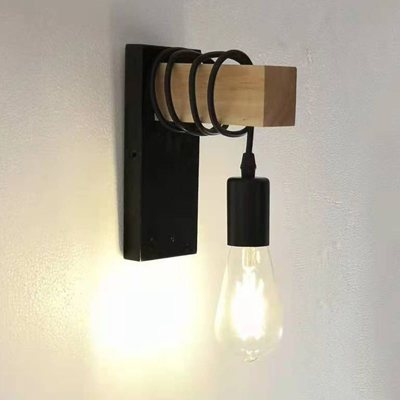 Simple Shape Wall Light Sconces Wood 1 Light Wall Lighting Fixtures for Bedroom