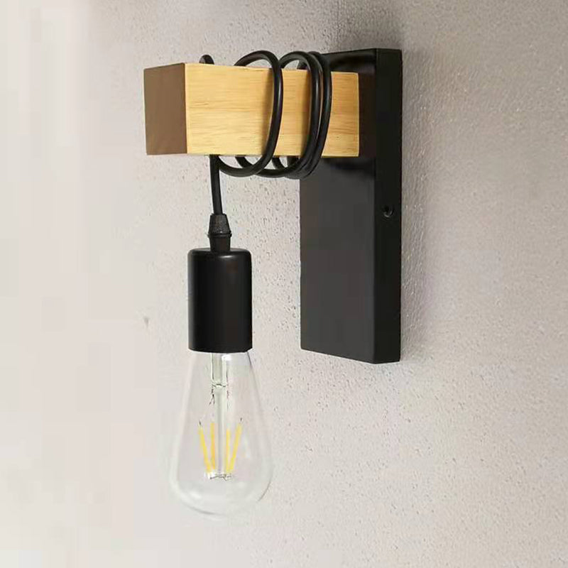 Simple Shape Wall Light Sconces Wood 1 Light Wall Lighting Fixtures for Bedroom