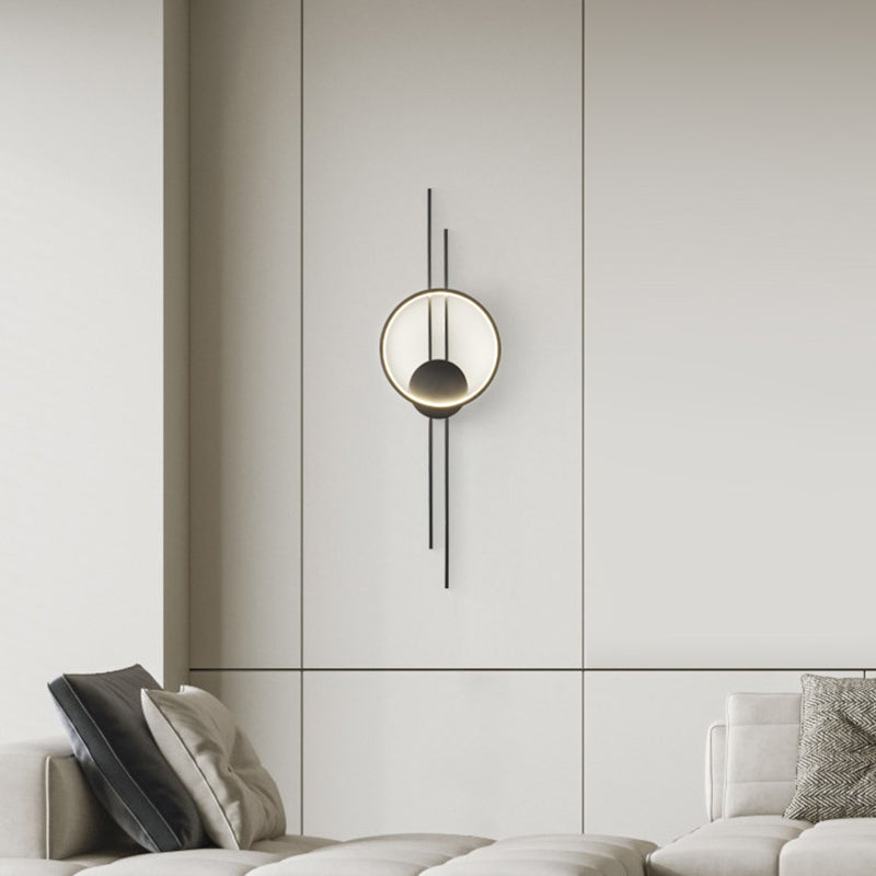 Single Contemporary Golden/Black Wall Mounted Sconce LED Linear Wall Light for Hallways