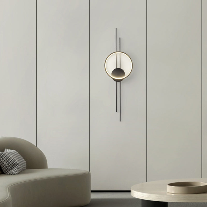Single Contemporary Golden/Black Wall Mounted Sconce LED Linear Wall Light for Hallways