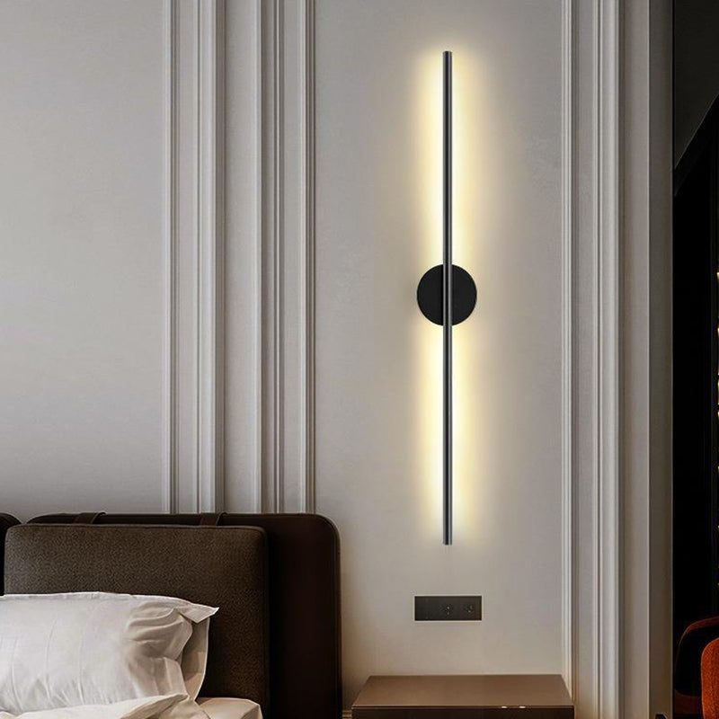 Single Contemporary Black Wall Mounted Sconce LED Linear Wall Light for Bedroom