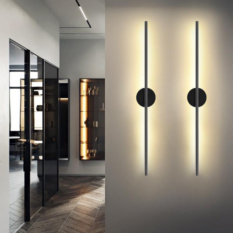 Single Contemporary Black Wall Mounted Sconce LED Linear Wall Light for Bedroom