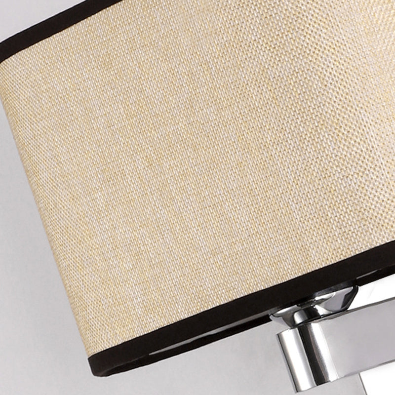 Modern Metal Wall Sconce Geometric Shape Wall Light with Fabric Shade for Study