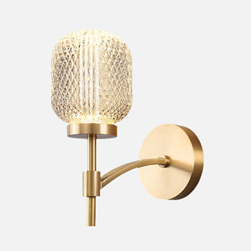 Contemporary Single Golden Wall Mounted Sconce Glass Shaded Statement Wall Light