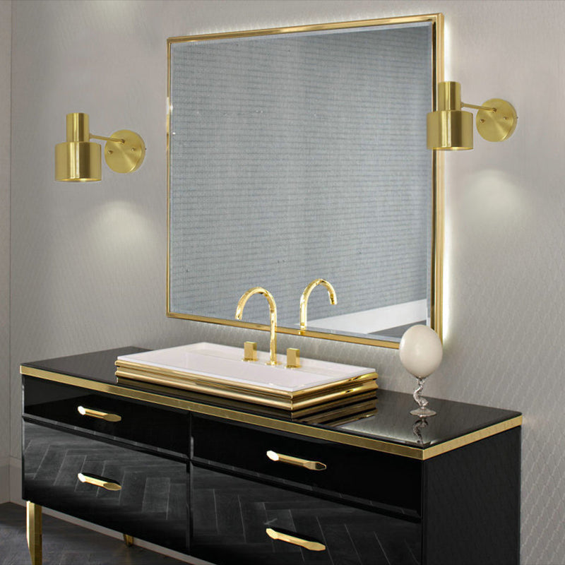 Contemporary Style Wall Light Sconce with Metallic Shade for Washroom