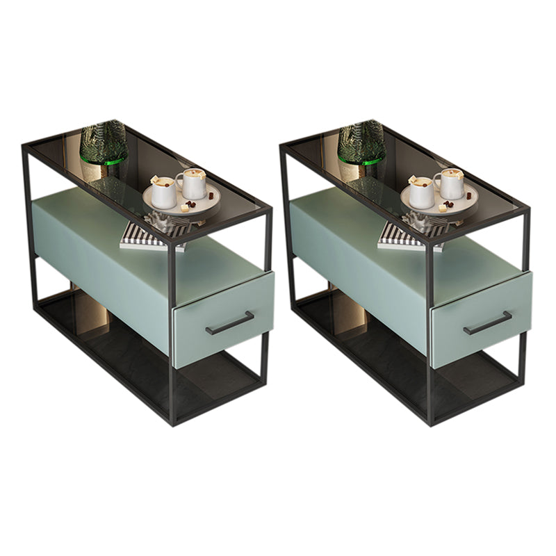 Modernistic Sofa Side Accent Table with Pedestal and 1 Drawer