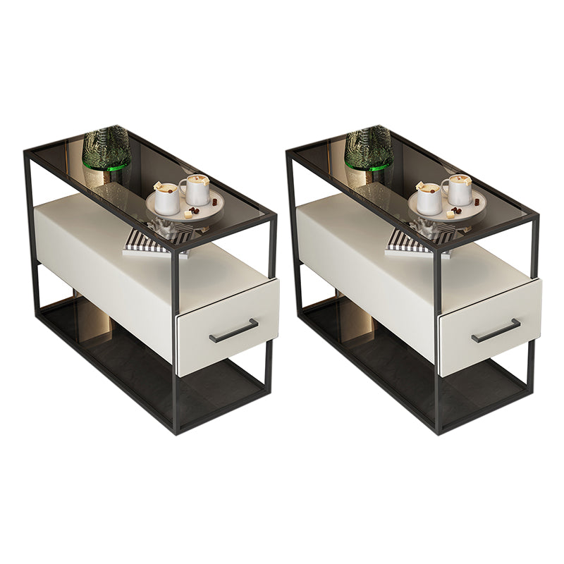 Modernistic Sofa Side Accent Table with Pedestal and 1 Drawer