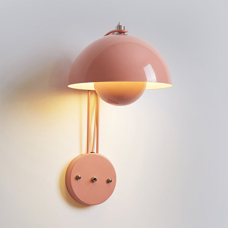 1-Light Wall Lamp Macaron Wall Mount Lamp with Metal Shade for Bedroom