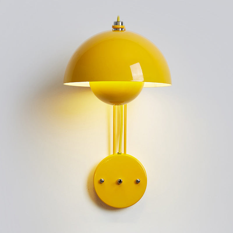 1-Light Wall Lamp Macaron Wall Mount Lamp with Metal Shade for Bedroom