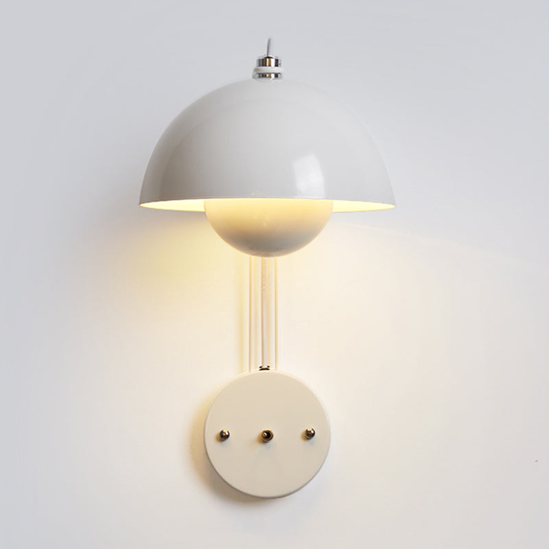 1-Light Wall Lamp Macaron Wall Mount Lamp with Metal Shade for Bedroom