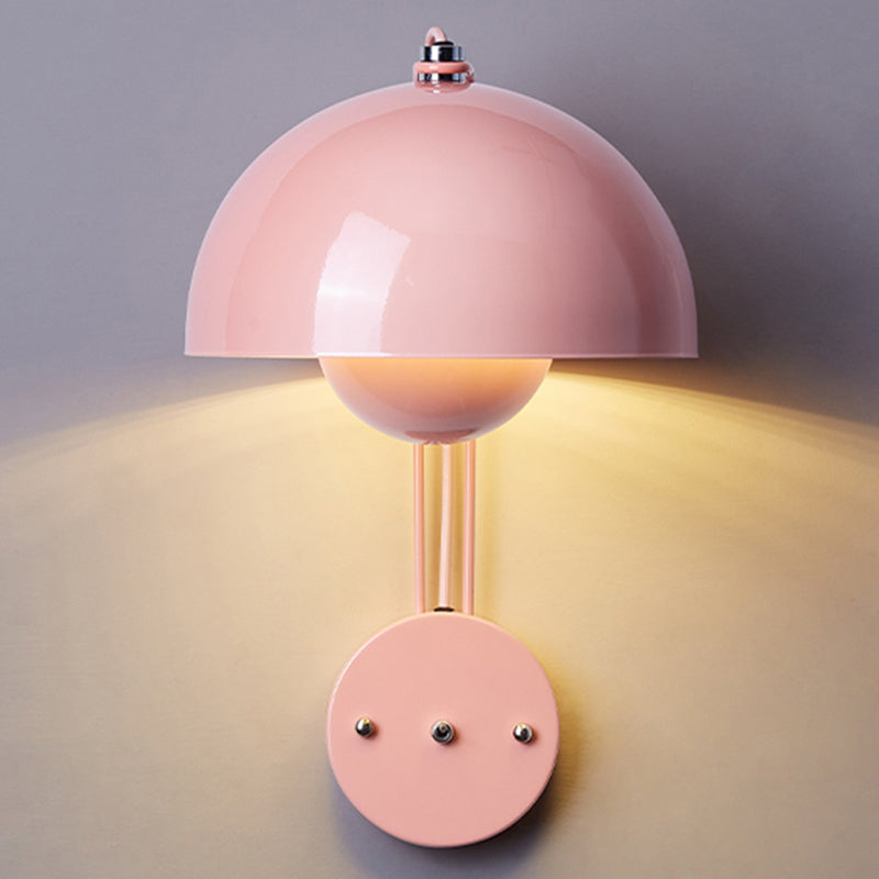 1-Light Wall Lamp Macaron Wall Mount Lamp with Metal Shade for Bedroom