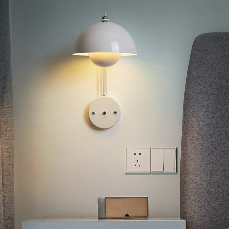 1-Light Wall Lamp Macaron Wall Mount Lamp with Metal Shade for Bedroom