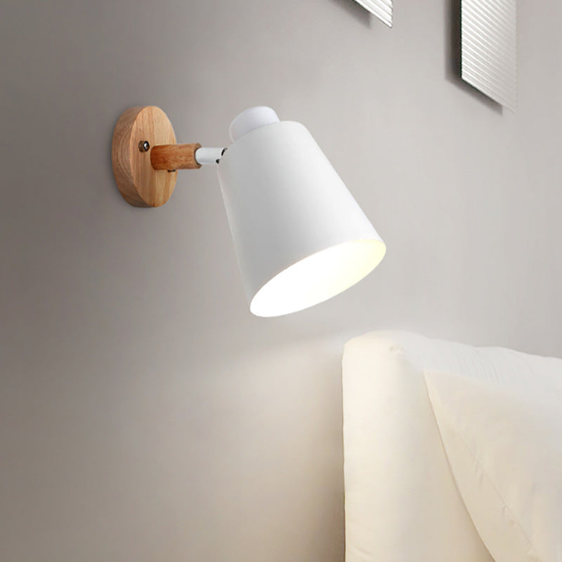 Macaron Shaded Lighting Contemporary Wood Wall Light for Room