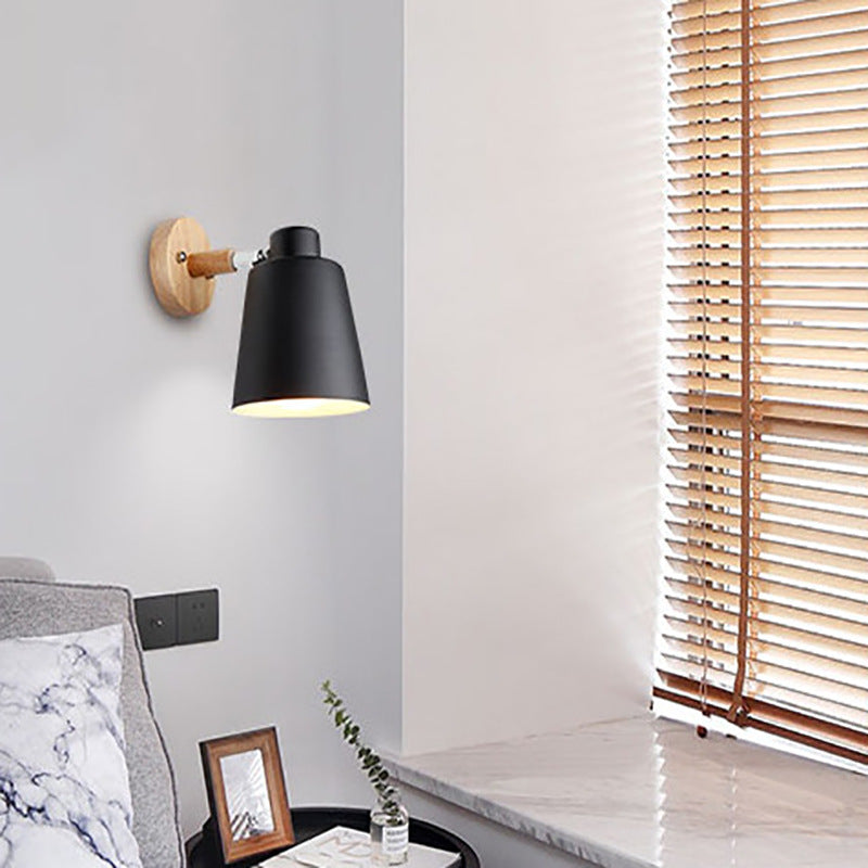 Macaron Shaded Lighting Contemporary Wood Wall Light for Room