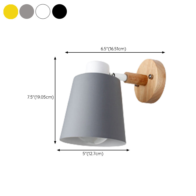 Macaron Shaded Lighting Contemporary Wood Wall Light for Room
