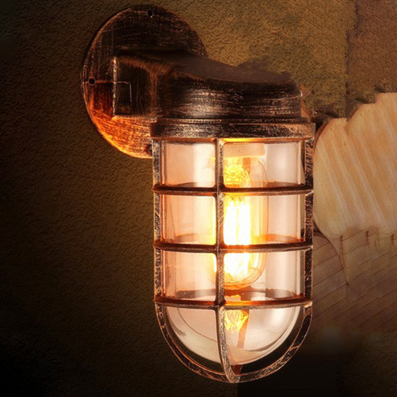 Glass Shaded Lighting Industrial Metallic Wall Light for Foyer