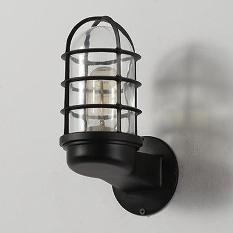 Glass Shaded Lighting Industrial Metallic Wall Light for Foyer