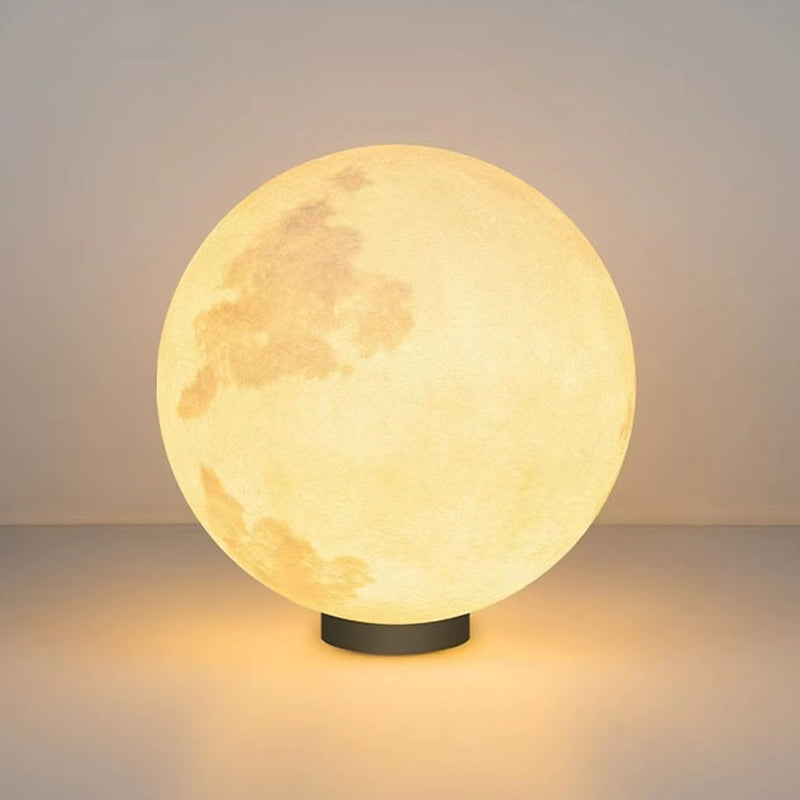 Contemporary Moon Shaped Outdoor Pillar Lamp with Resin for Courtyard