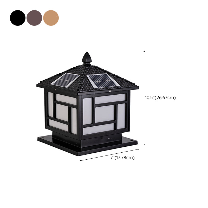 Modern Aluminum Solar Energy Pillar Lamp with Acrylic Shade for Outdoor