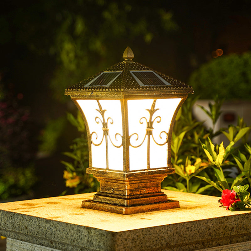 Modern LED Pillar Light Simple Solar Lighting Fixture with Acrylic Shade for Garden