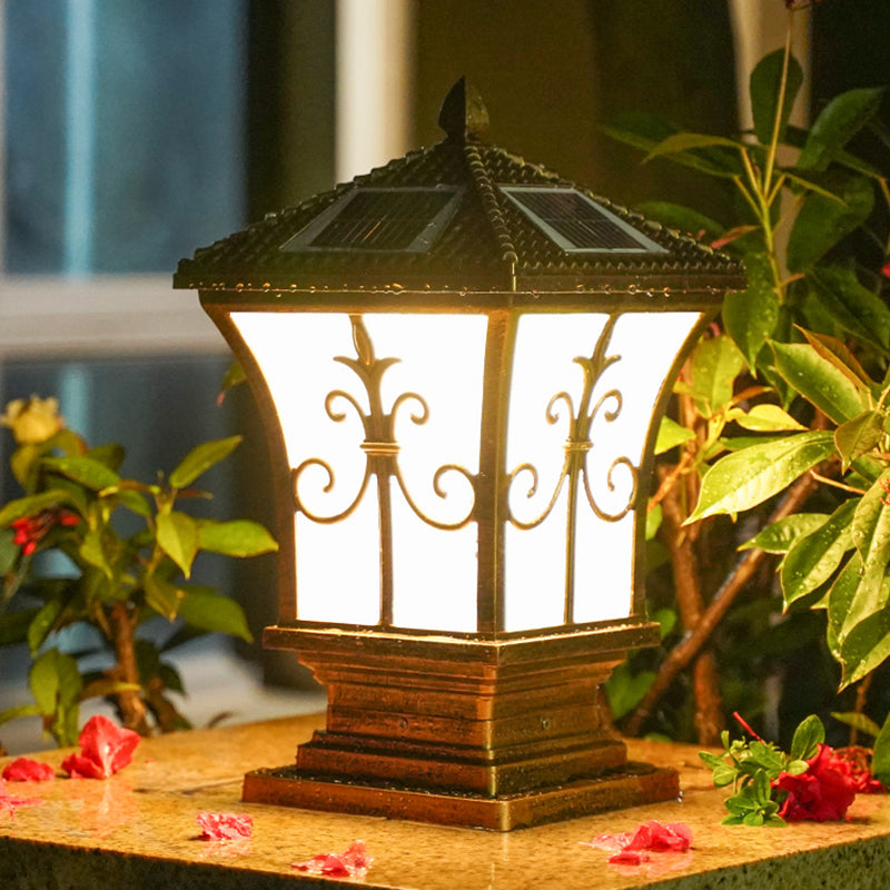 Modern LED Pillar Light Simple Solar Lighting Fixture with Acrylic Shade for Garden