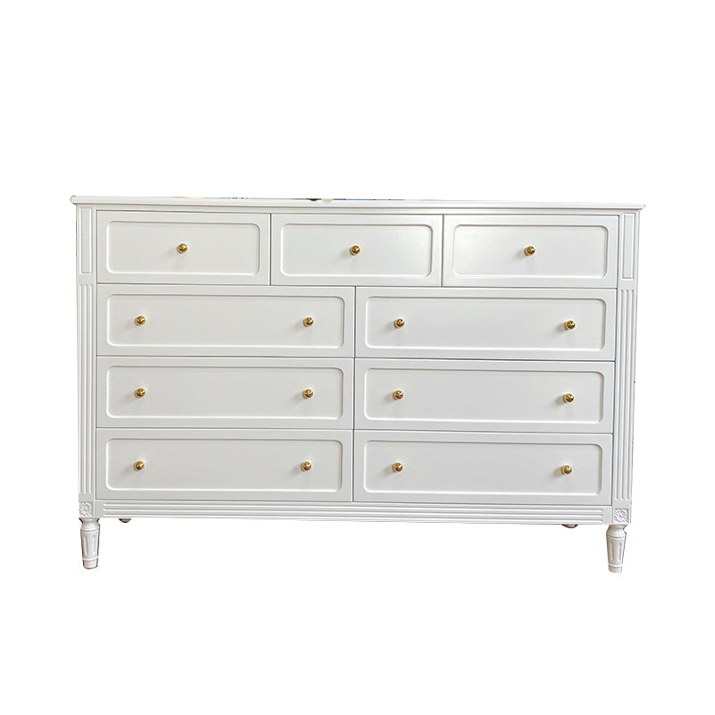 Glam White Horizontal Storage Chest with Soft-Close Drawers for Home