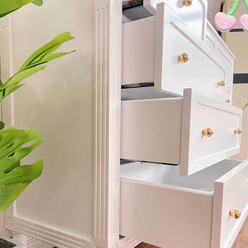 Glam White Horizontal Storage Chest with Soft-Close Drawers for Home