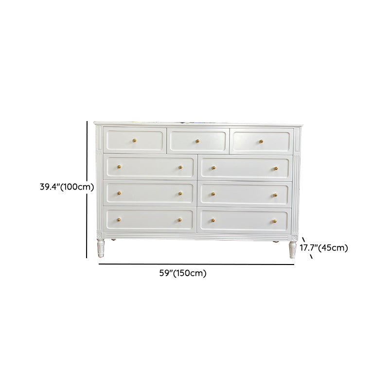 Glam White Horizontal Storage Chest with Soft-Close Drawers for Home