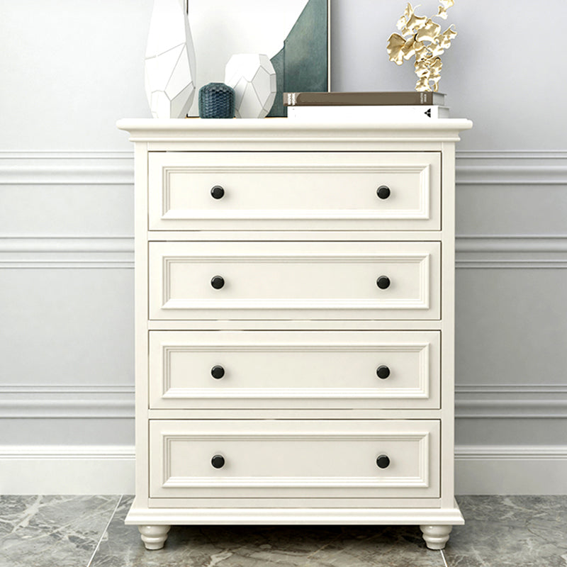 Modern White Vertical Wood Storage Chest with Drawers for Home