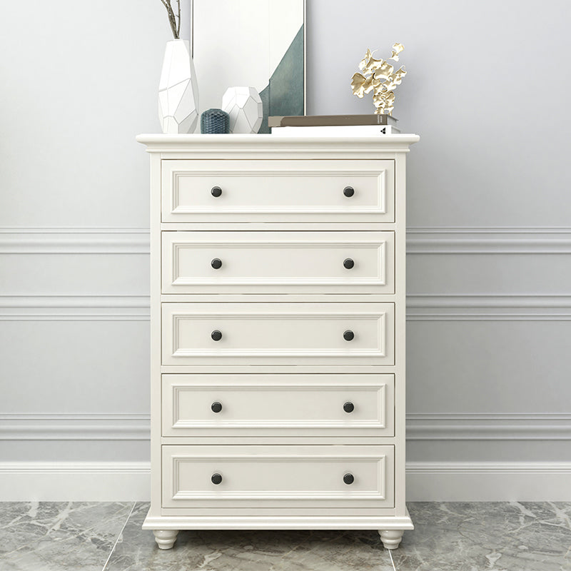 Modern White Vertical Wood Storage Chest with Drawers for Home