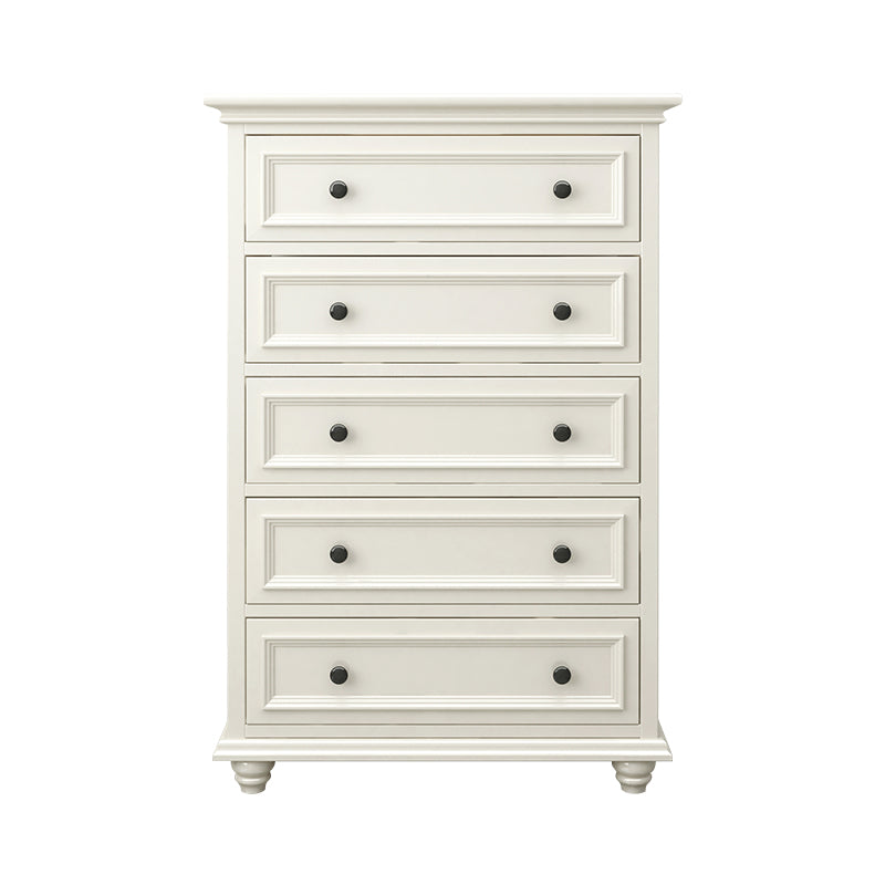 Modern White Vertical Wood Storage Chest with Drawers for Home