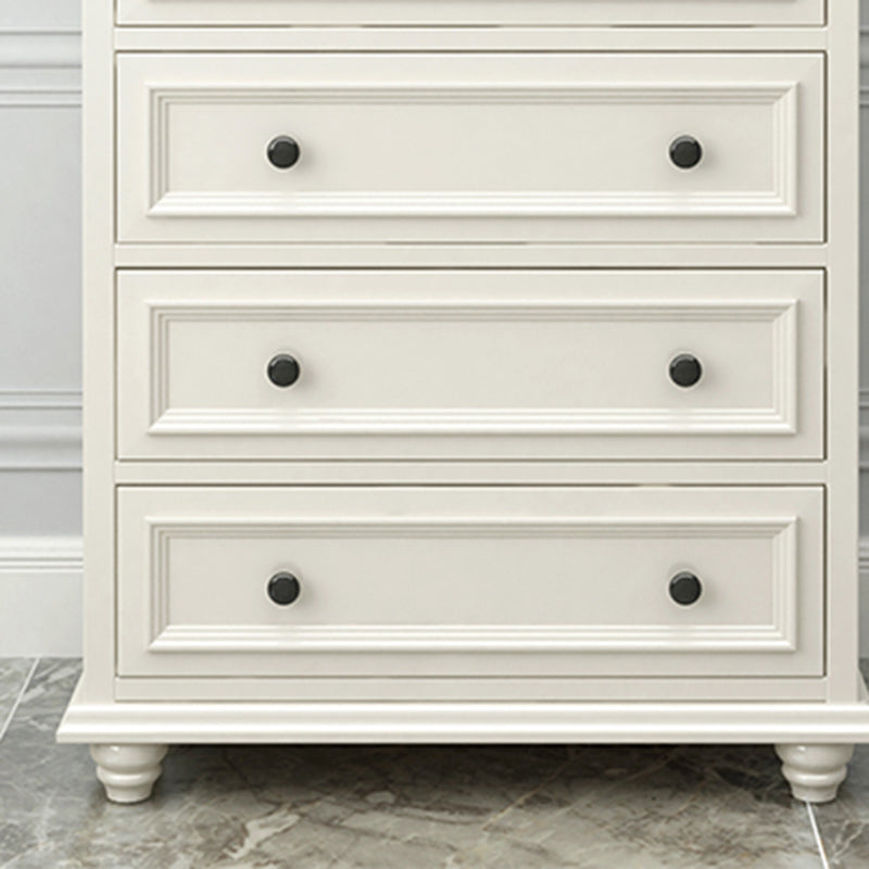 Modern White Vertical Wood Storage Chest with Drawers for Home