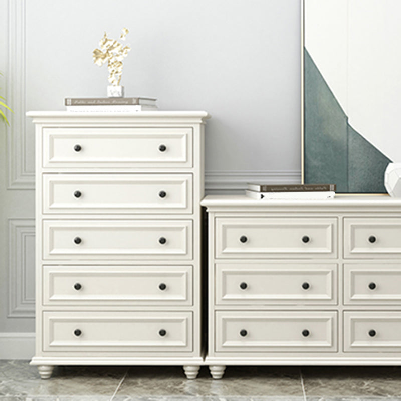Modern White Vertical Wood Storage Chest with Drawers for Home