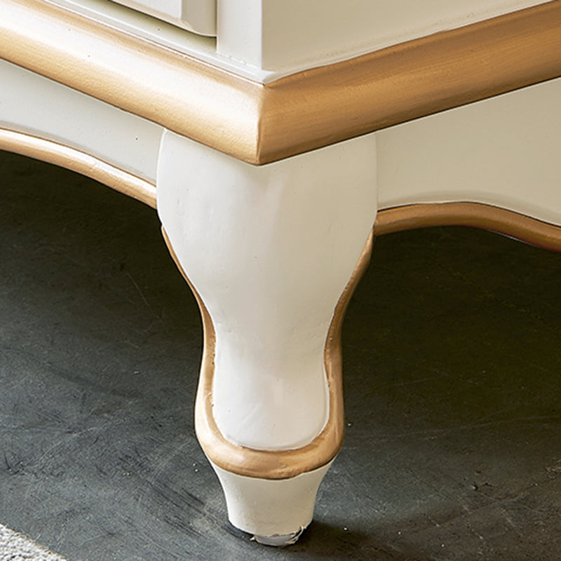 White French Country Wood Storage Chest with Drawers for Home