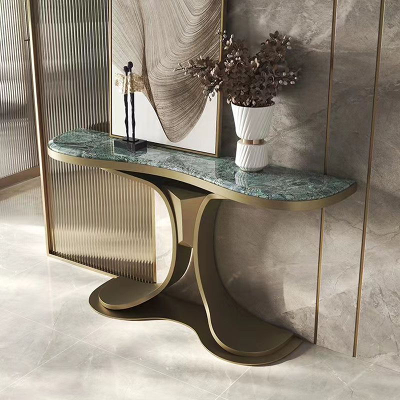 Glam Free Form Console Table with Stainless Steel Bracket for Hall