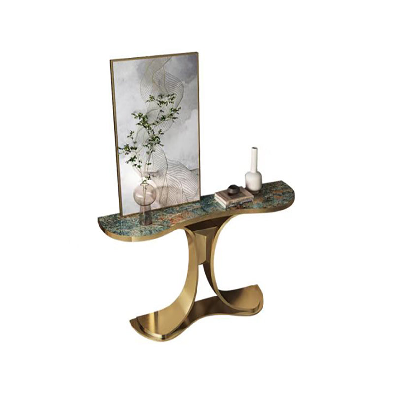 Glam Free Form Console Table with Stainless Steel Bracket for Hall