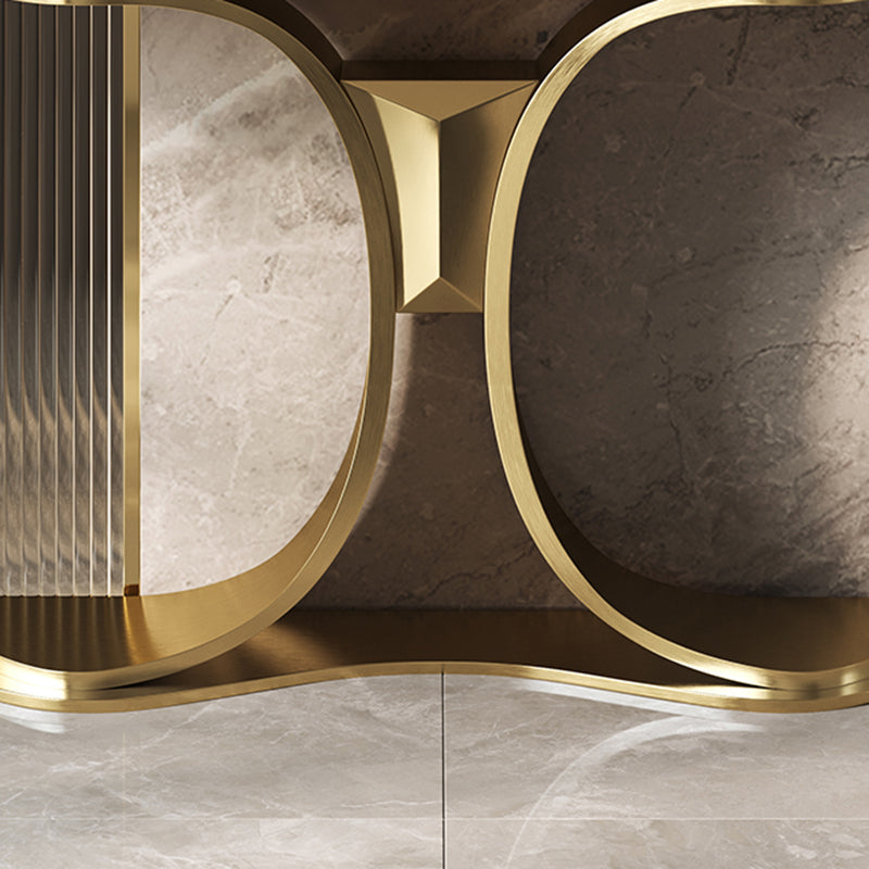 Glam Free Form Console Table with Stainless Steel Bracket for Hall