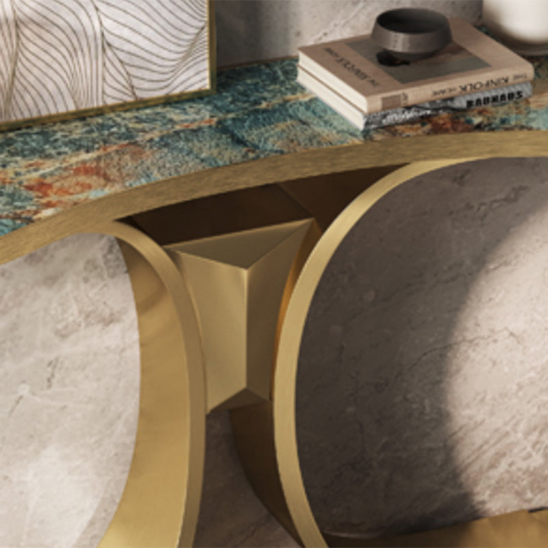 Glam Free Form Console Table with Stainless Steel Bracket for Hall