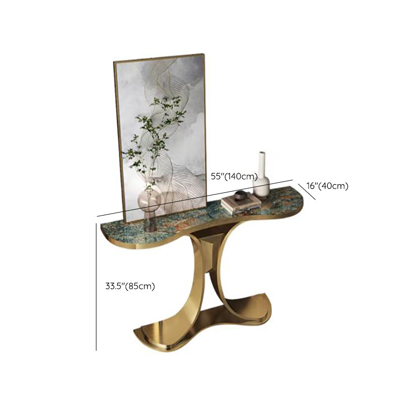 Glam Free Form Console Table with Stainless Steel Bracket for Hall