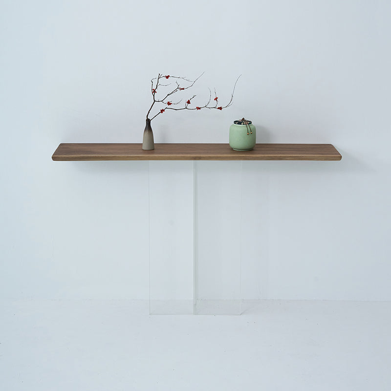 Contemporary Walnut Console Accent Table with Rectangle Top for Hall