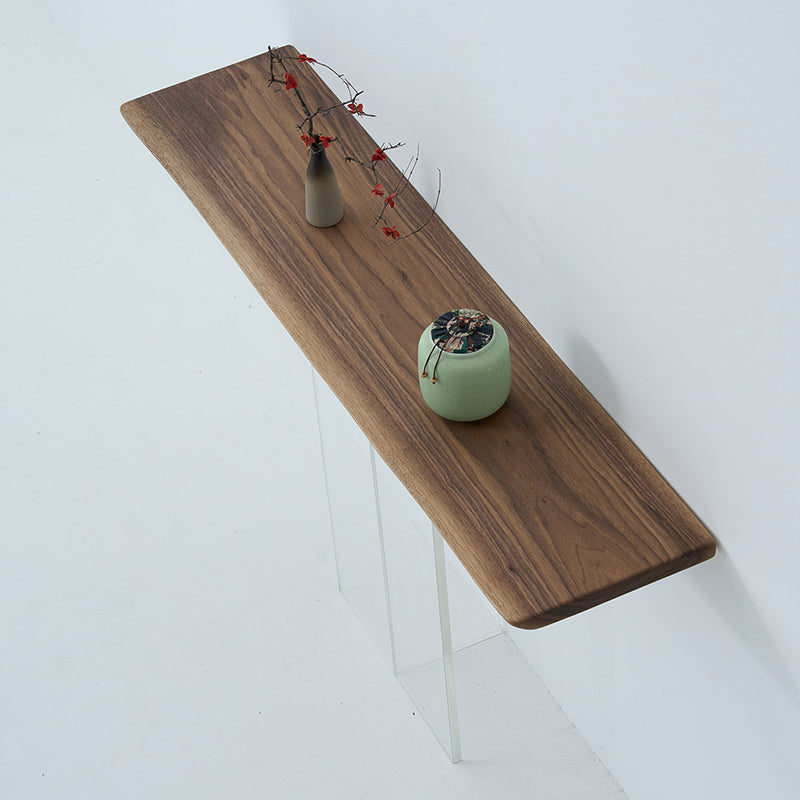 Contemporary Walnut Console Accent Table with Rectangle Top for Hall