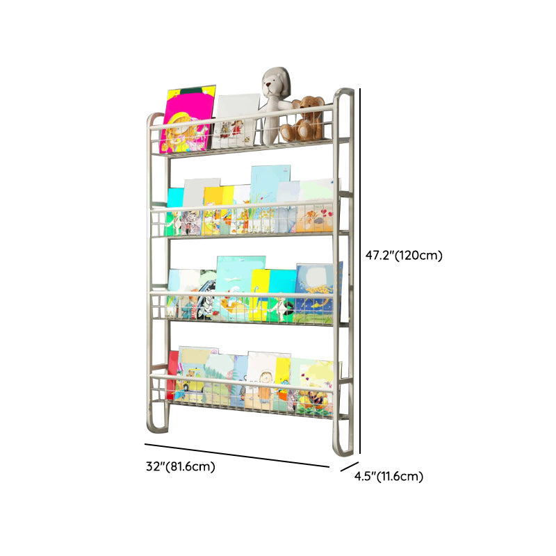 Floating Contemporary Bookcase Metal Closed Back Bookshelf with Shelves