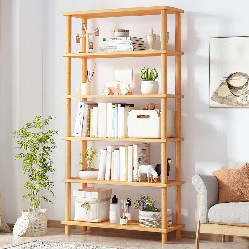Modern Open Back Standard Bookshelf Wooden Bookcase for Study Room