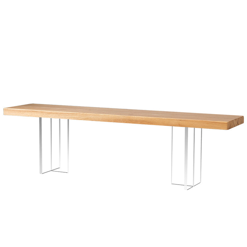 Modern Backless Seating Bench Rectangle Wooden Bench with Acrylic Base