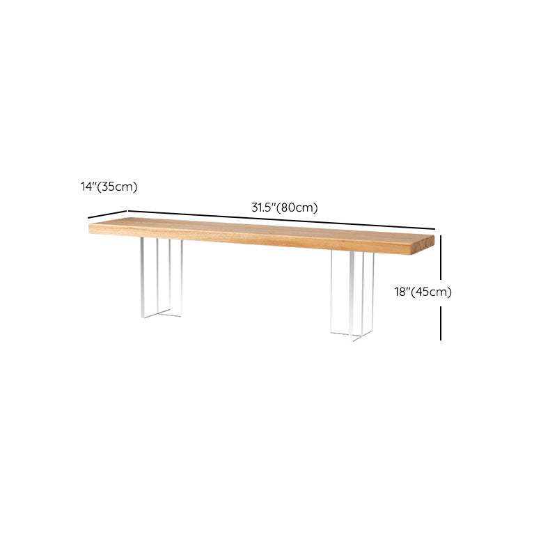 Modern Backless Seating Bench Rectangle Wooden Bench with Acrylic Base