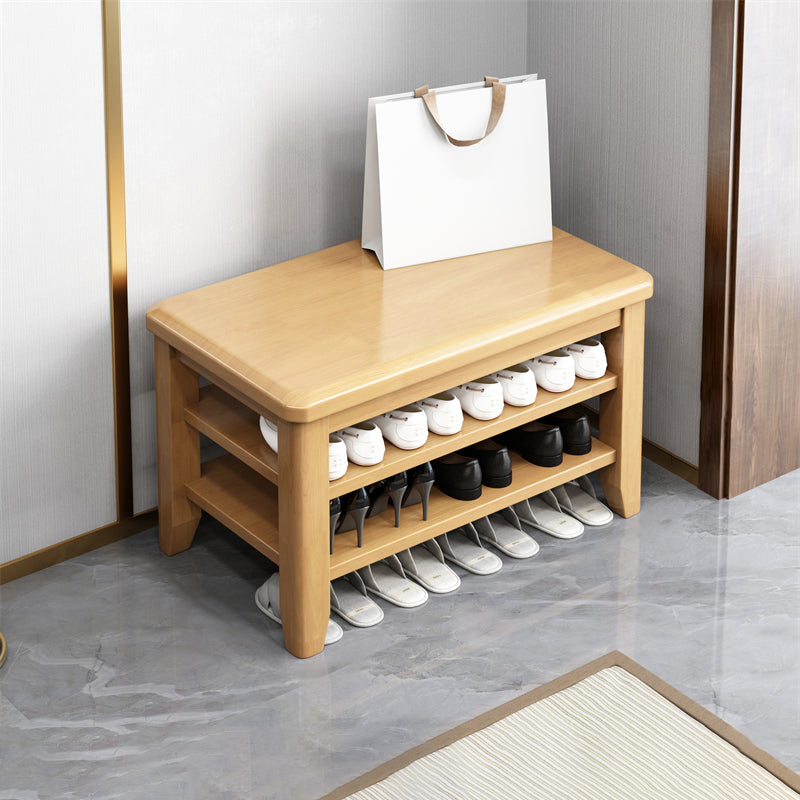 Rectangle Entryway Seating Bench Modern Solid Wood Seating Bench