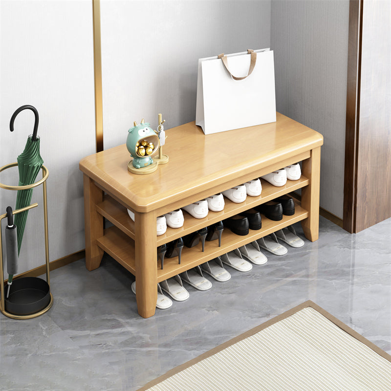 Rectangle Entryway Seating Bench Modern Solid Wood Seating Bench