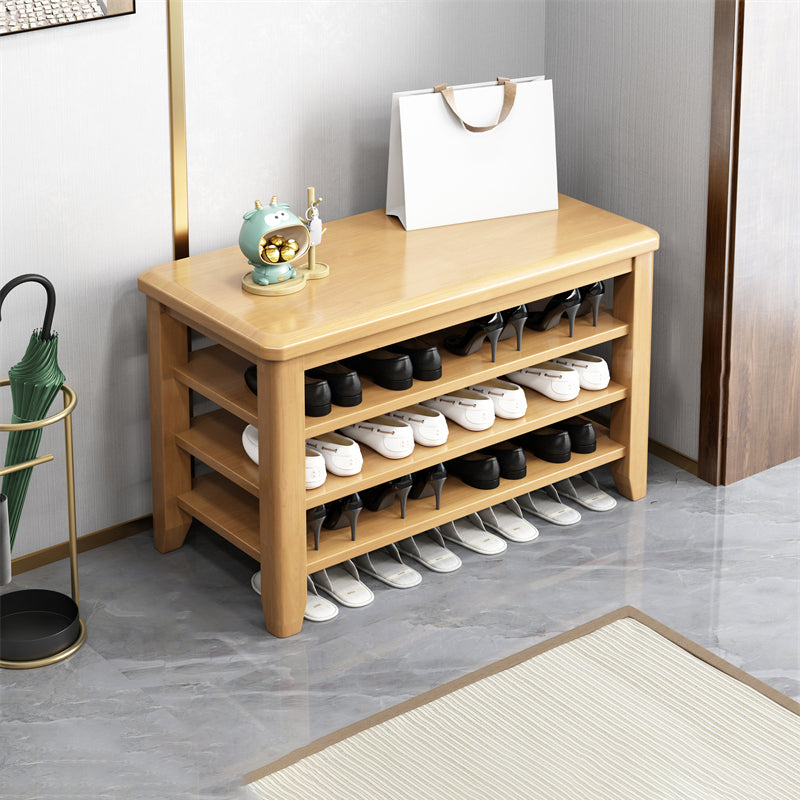 Rectangle Entryway Seating Bench Modern Solid Wood Seating Bench